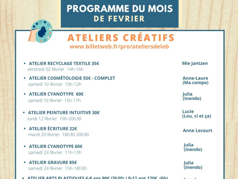 Programme février ateliers