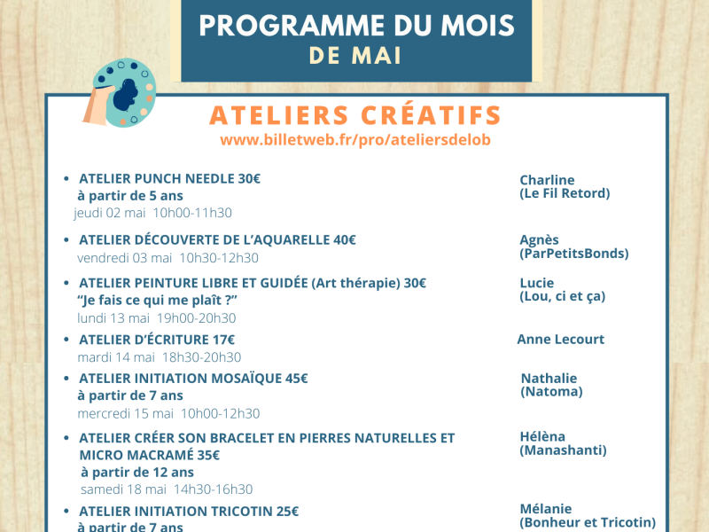 programme de mai ateliers OB