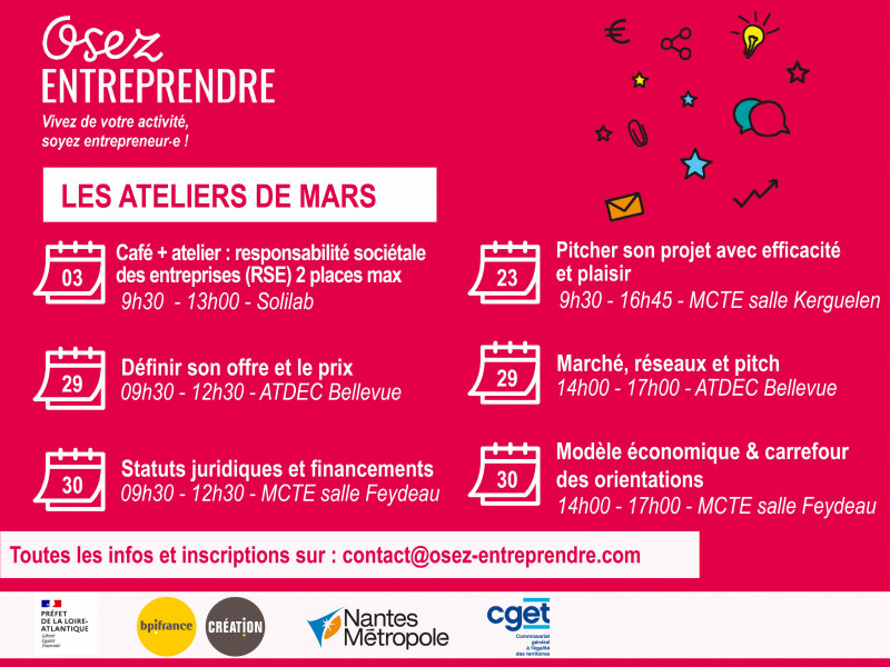 planning des ateliers du mois de mars osez entreprendre