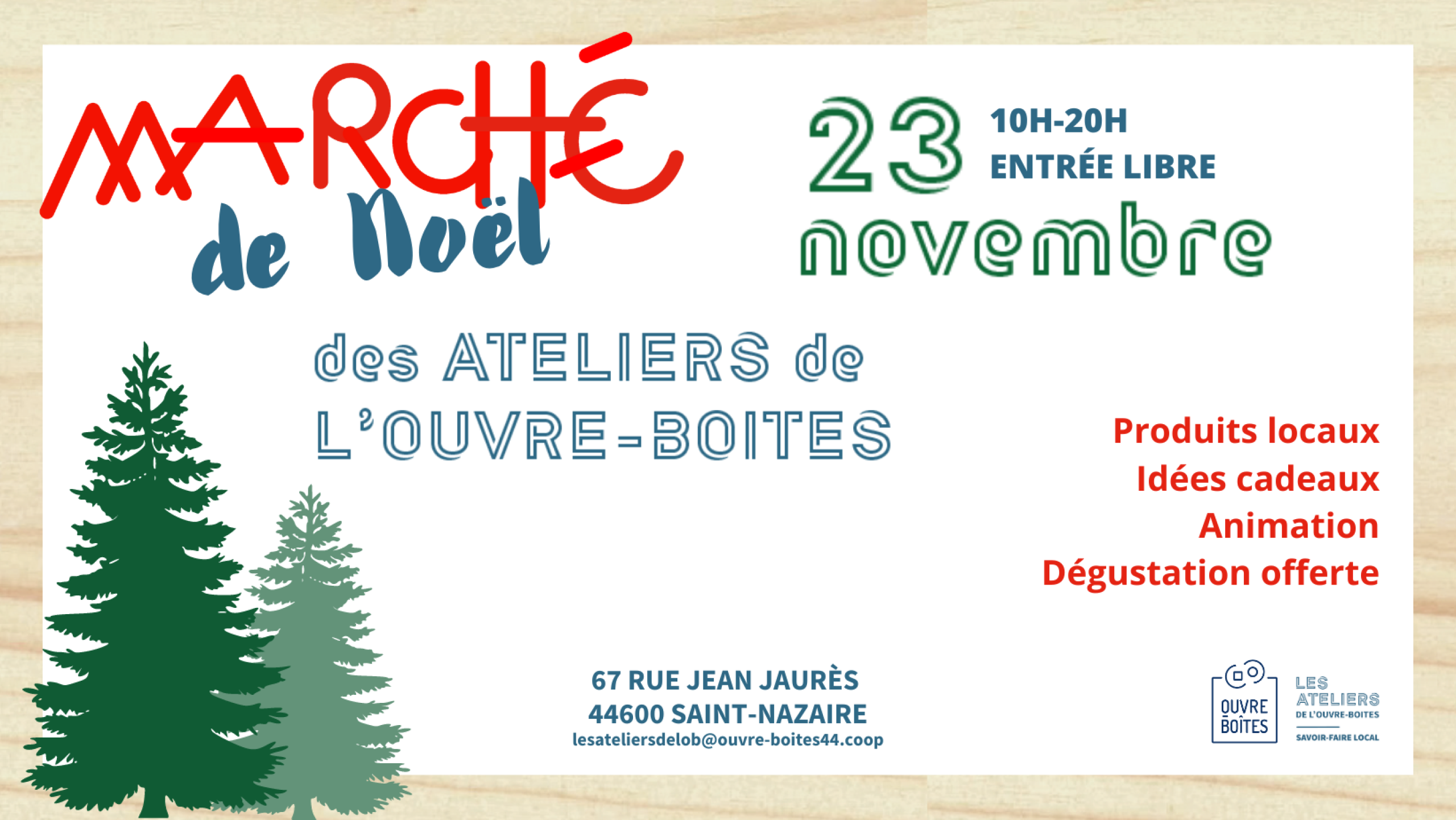 Visuel marché de Noël aux ateliers de l'OB Visuel marché de Noël aux ateliers de l'OB