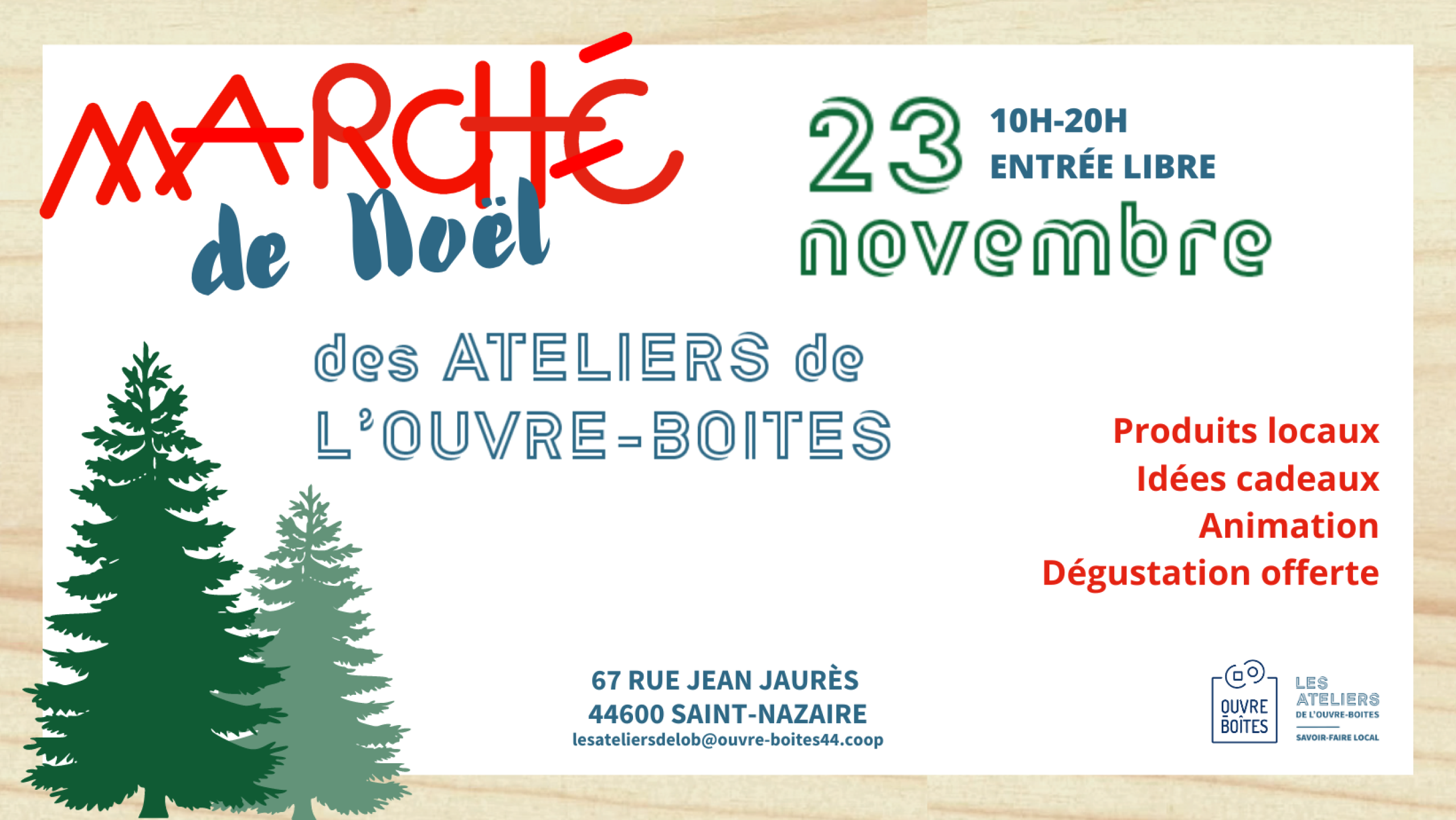 Visuel marché de Noël aux ateliers de l'OB