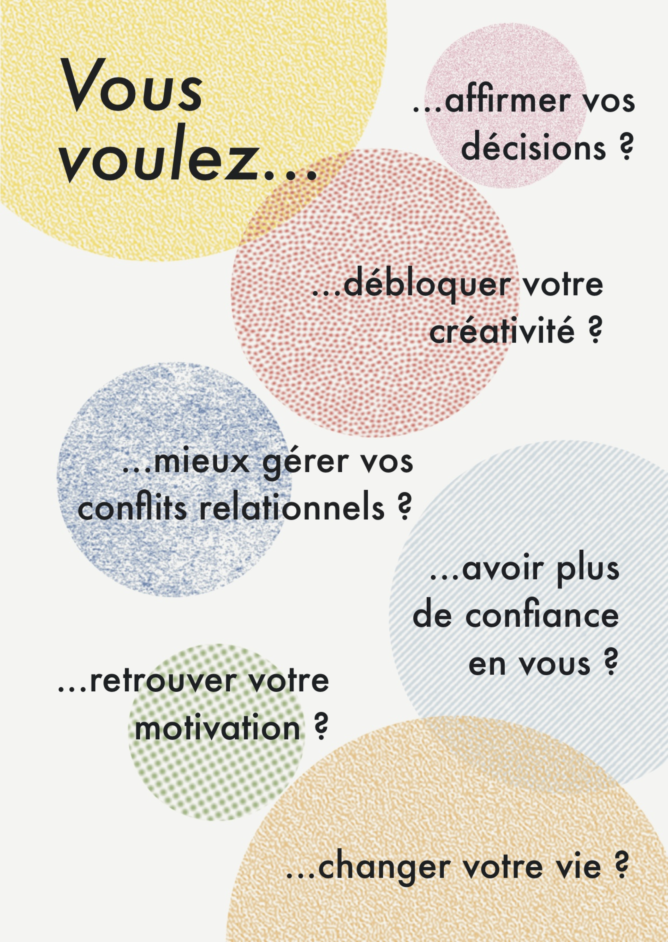Plaquette ronds en couleur avec questions