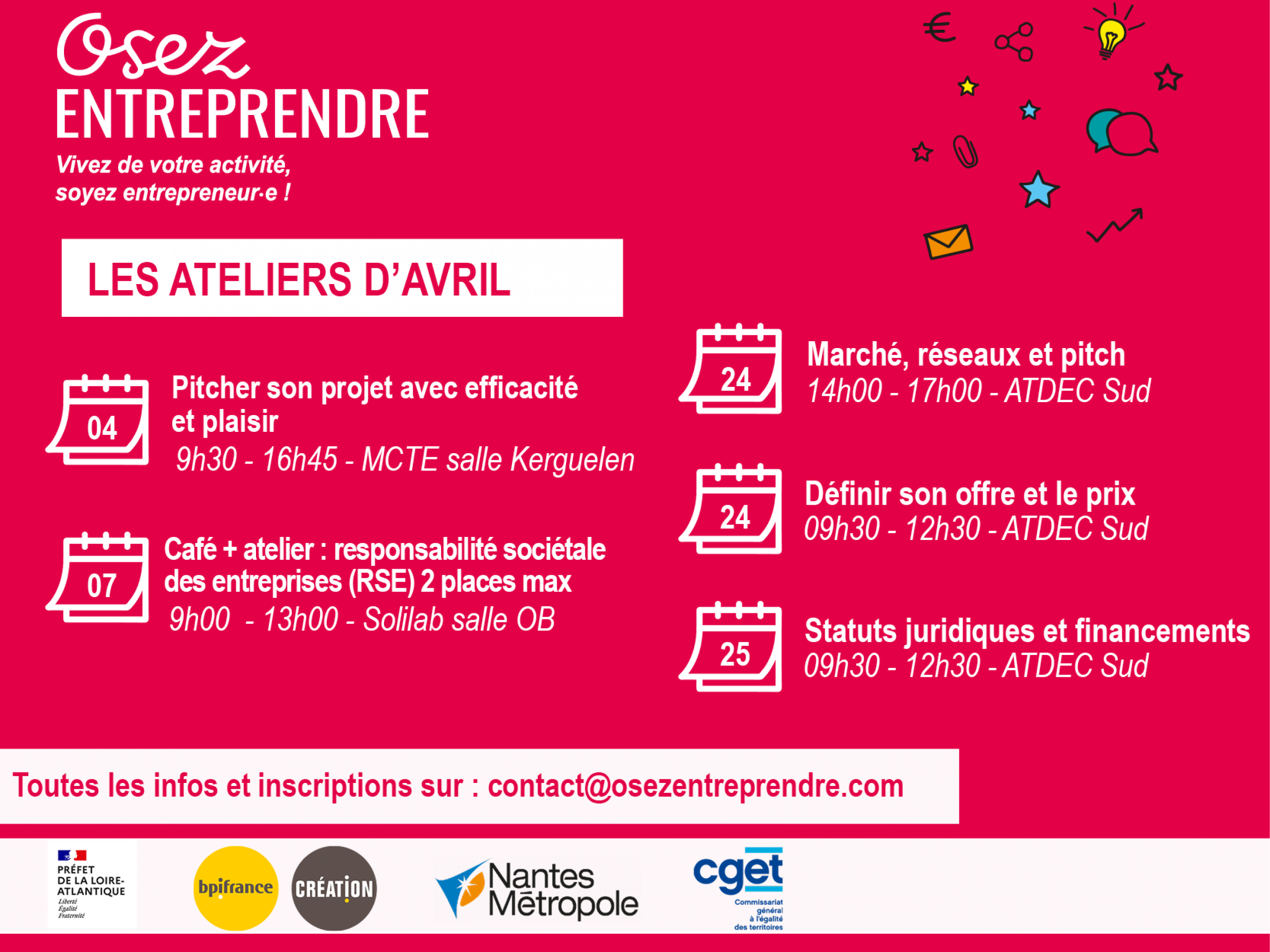 planning ateliers avril osez entreprendre