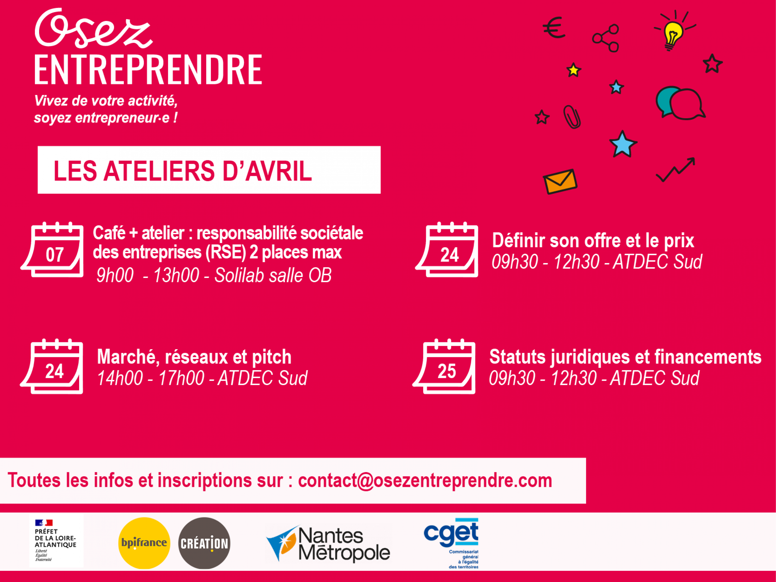 planning ateliers avril osez entreprendre