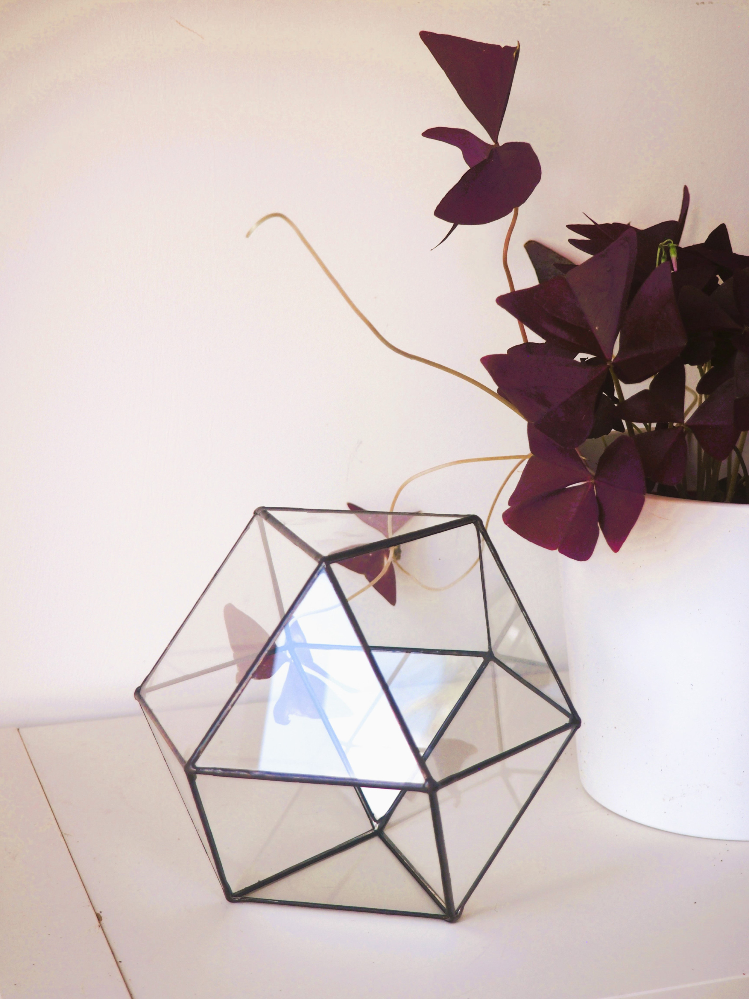 Volume 3D, forme cuboctaèdre en verre transparent