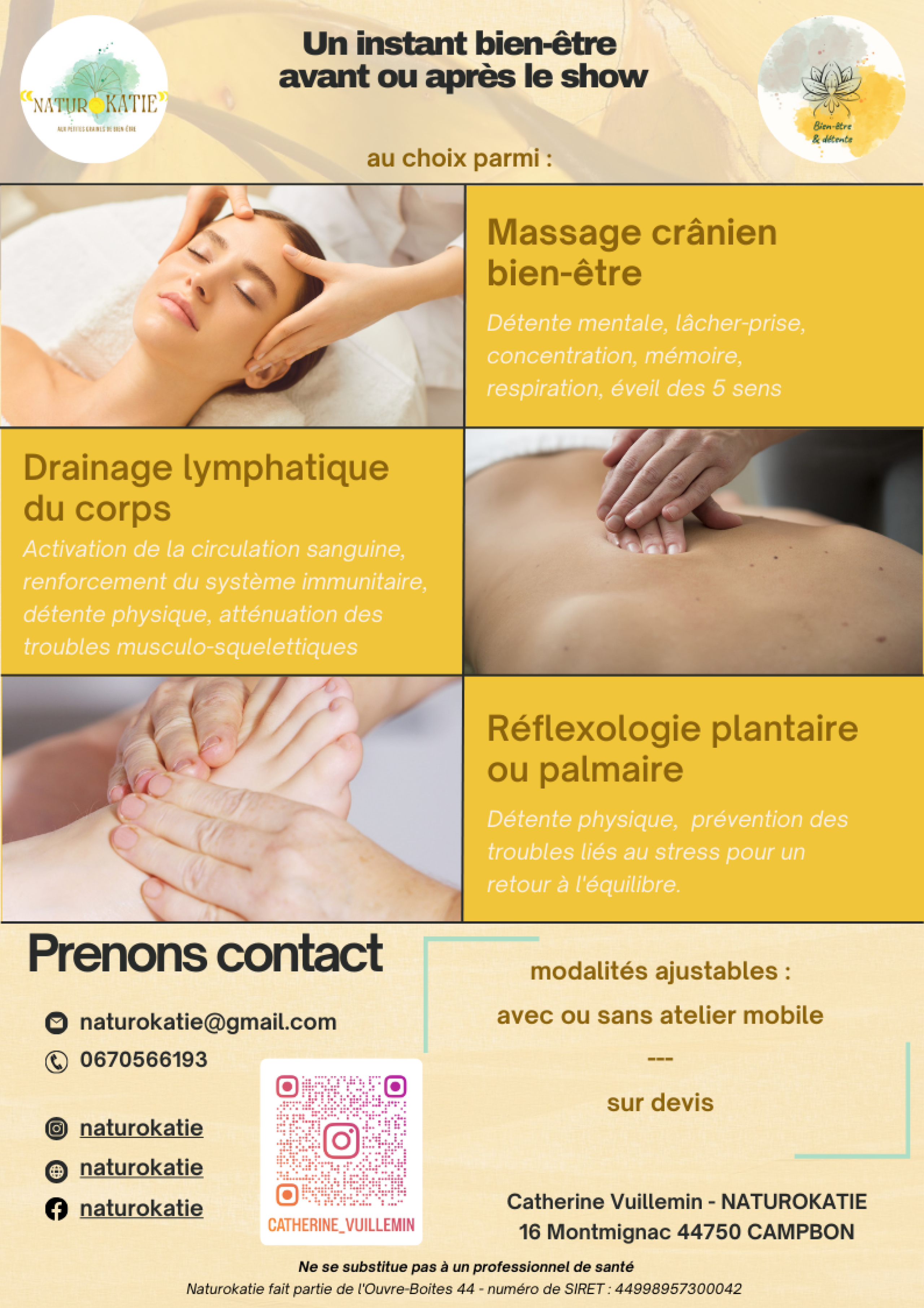 Un instant bien-être avant ou après le show offre pour organisateurs d'événements (2)